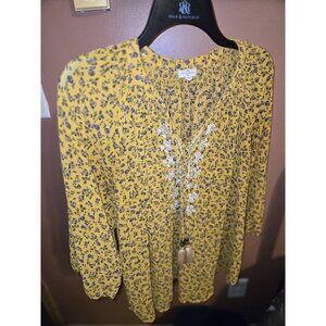 MASON & BELLE Spring floral boho peasant yellow blouse 1x
